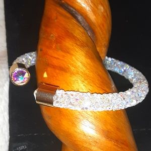 18k Gold Aurora Borealis Wrapped Cuff w/Swarovski